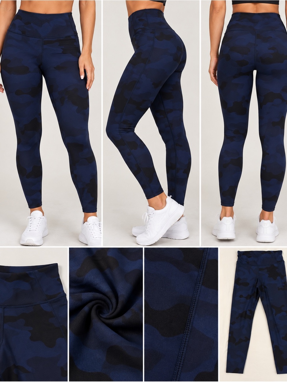 GAP Blue and Black Camo High-Rise Leggings